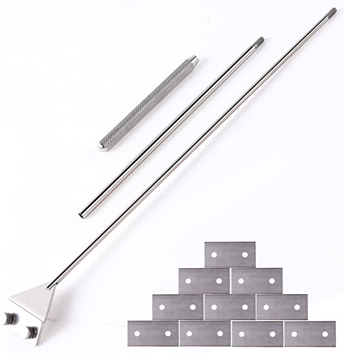 Stainless Steel Scraper Cleaner with 10 Right Angle Blades for Aquarium Fish Plant Glass Tank, 25.5 i
